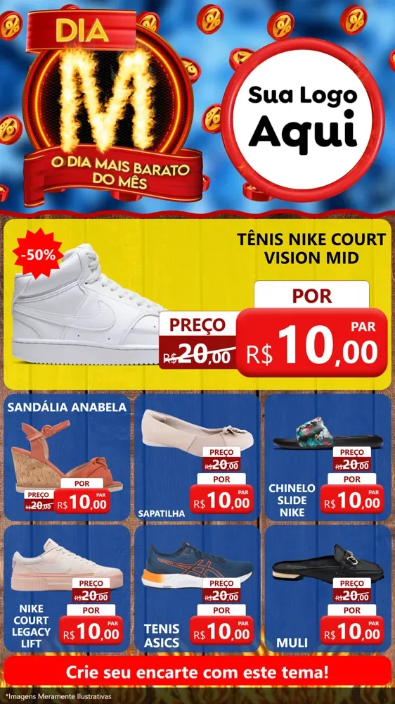 Modelo de Rede Social para Stories com o tema Dia M - O Dia Mais Barato Do Mês para Calçados