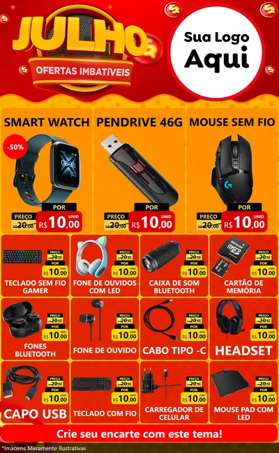 Modelo de Encarte para Encarte Grande com o tema Julho Ofertas Imbatíveis para Informática
