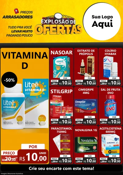Modelo de Encarte para Encarte A4 Vertical com o tema Explosão de Ofertas para Farmácia