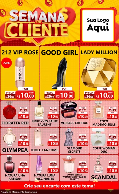 Modelo de Encarte para Encarte Grande com o tema Semana do Cliente para Perfumes