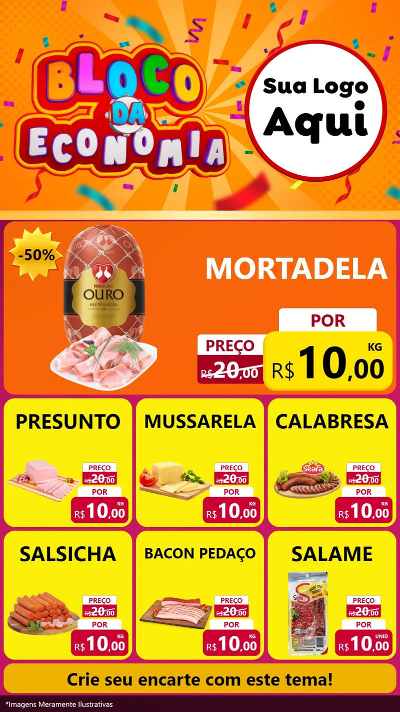 Modelo de Rede Social para Stories com o tema Bloco da Economia para Frios e Laticínios