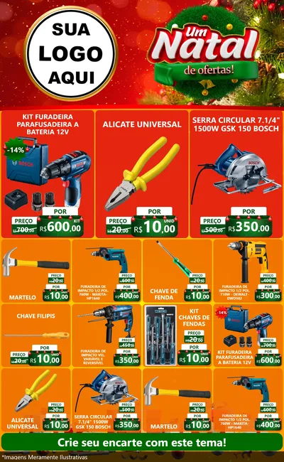 Modelo de Encarte para Encarte Grande com o tema Um Natal de Ofertas para Maquinas e Ferramentas
