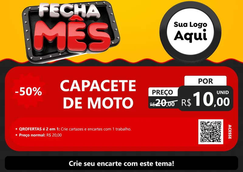 Modelo de Cartaz para Cartaz A4 Horizontal com o tema Fecha Mês para Moto peças
