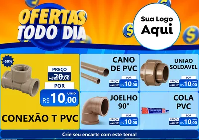 Modelo de Encarte para Encarte A4 Horizontal com o tema Ofertas Todo Dia para Tubos e conexões