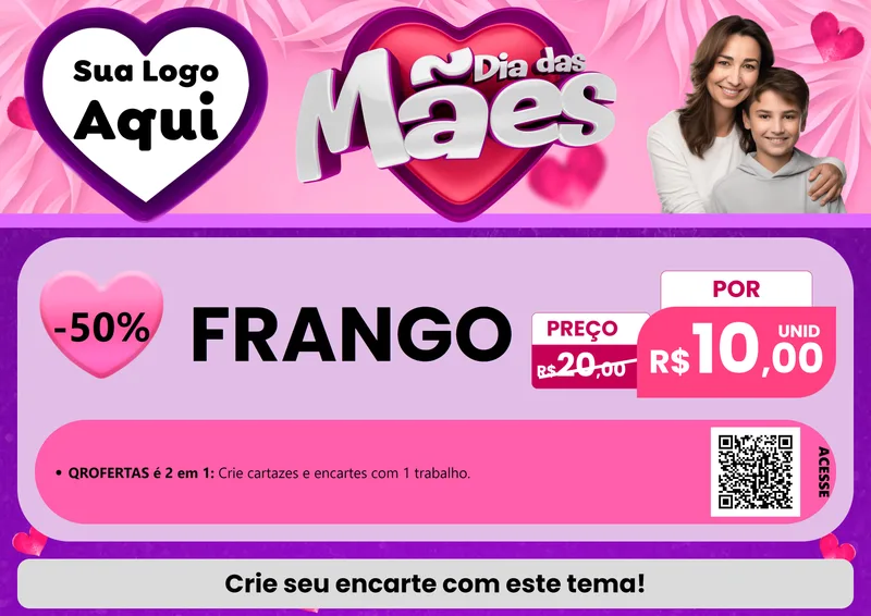 Modelo de Cartaz para Cartaz A4 Horizontal com o tema Dia das Mães para Assados