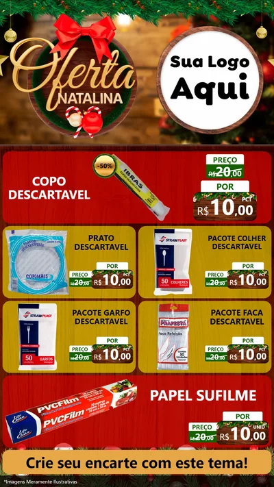 Modelo de TV para TV Vertical com o tema Ofertas Natalina para Embalagens