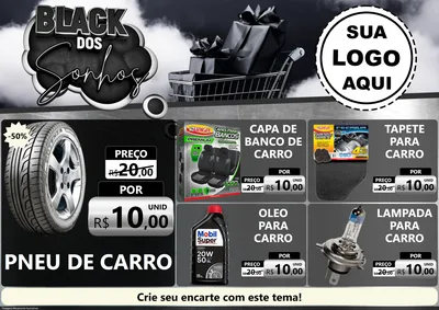 Modelo de Encarte para Encarte A4 Horizontal com o tema Black dos Sonhos para Auto peças