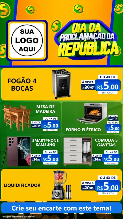 Modelo de TV para TV Vertical com o tema Dia Da Proclamação da República para Móveis e Eletro