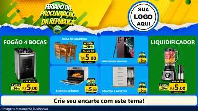 Modelo de TV para TV Horizontal com o tema Feriado da Proclamação da República para Móveis e Eletro