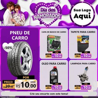 Modelo de Rede Social para Feed Facebook com o tema Dia dos Namorados para Auto peças