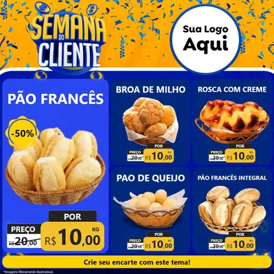 Modelo de Rede Social para Feed Facebook com o tema Semana do Cliente para Padaria