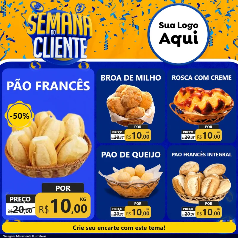 Modelo de Rede Social para Feed Facebook com o tema Semana do Cliente para Padaria