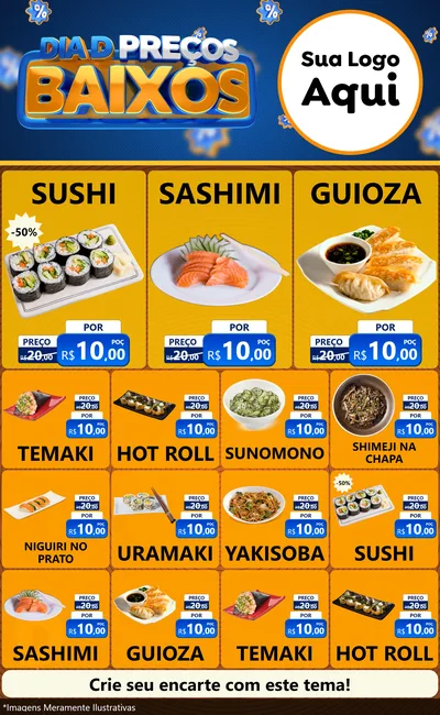 Modelo de Encarte para Encarte Grande com o tema Dia D Preço Baixo para Comida japonesa