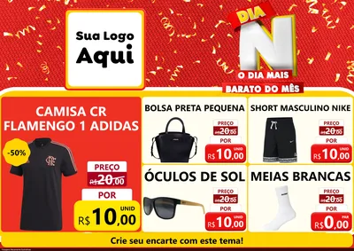 Modelo de Encarte para Encarte A4 Horizontal com o tema Dia N o Dia Mais Barato do Mês para Roupas e acessórios