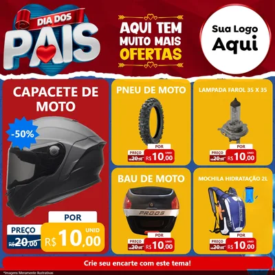 Modelo de Rede Social para Feed Facebook com o tema Dia dos Pais para Moto peças