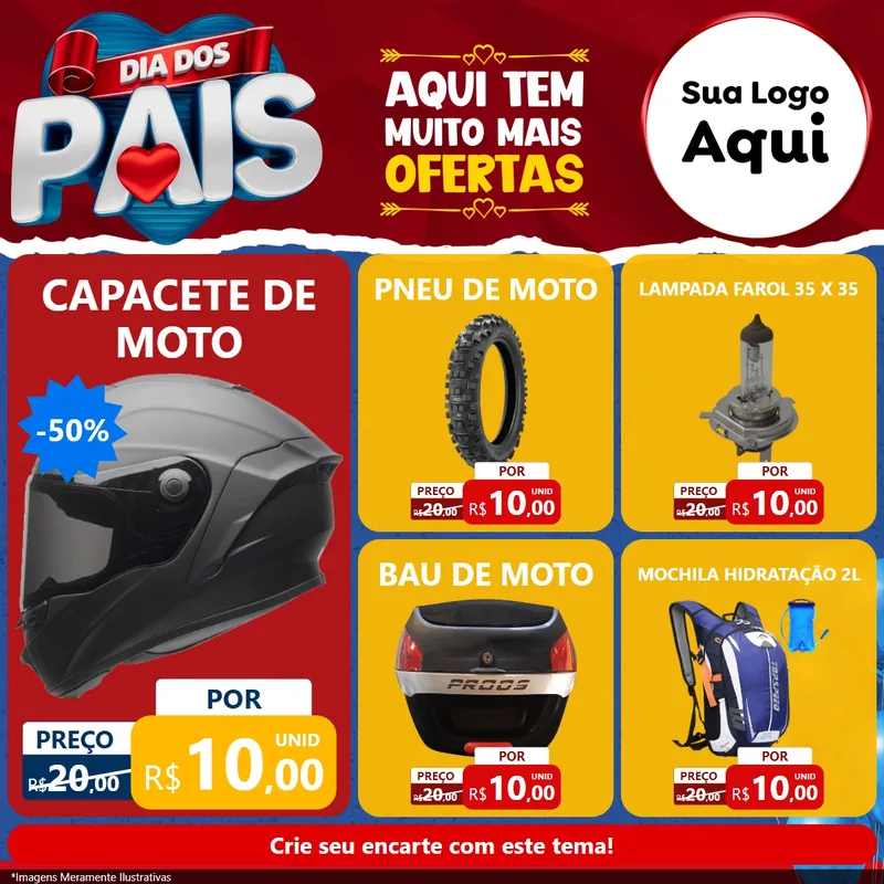 Modelo de Rede Social para Feed Facebook com o tema Dia dos Pais para Moto peças