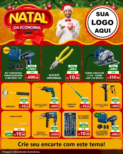 Modelo de Rede Social para Feed Instagram com o tema Natal da Economia para Maquinas e Ferramentas