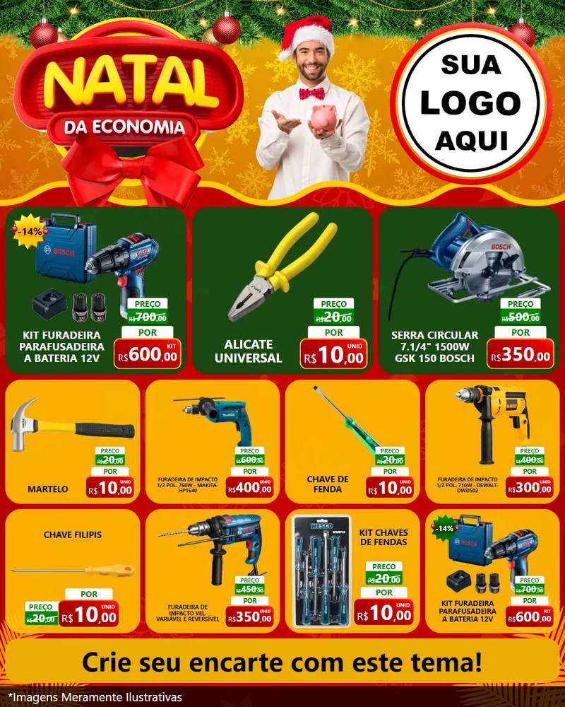Modelo de Rede Social para Feed Instagram com o tema Natal da Economia para Maquinas e Ferramentas