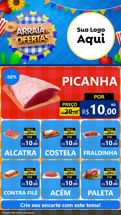 Modelo de Rede Social para Stories com o tema Arraiá de Ofertas para Açougue