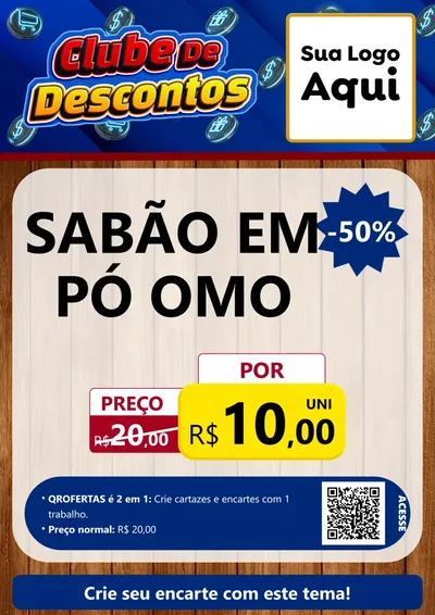 Modelo de Cartaz para Cartaz A4 Vertical com o tema Clube de Descontos para Produtos de Limpeza