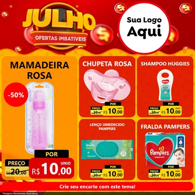 Modelo de Rede Social para Feed Facebook com o tema Julho Ofertas Imbatíveis para Bebês
