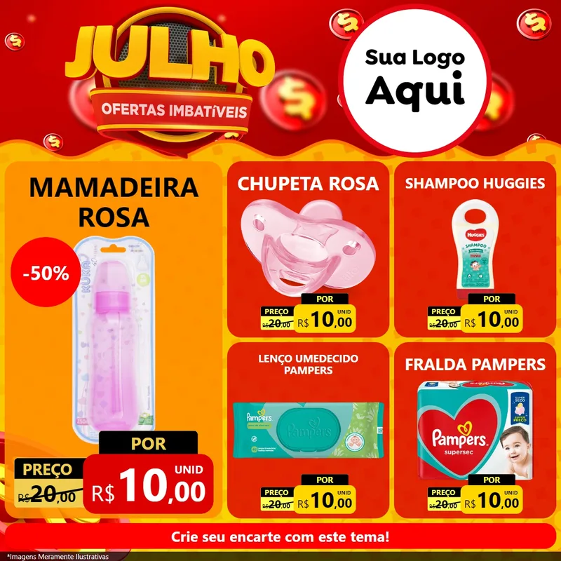 Modelo de Rede Social para Feed Facebook com o tema Julho Ofertas Imbatíveis para Bebês