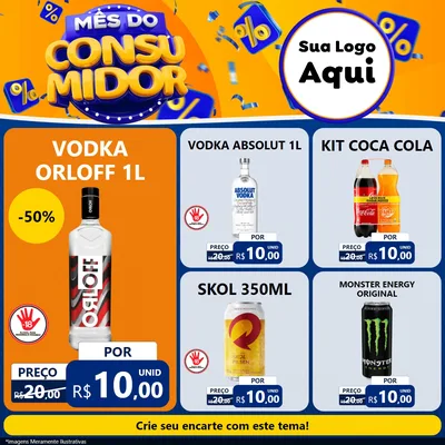 Modelo de Rede Social para Feed Facebook com o tema Mês do Consumidor para Distribuidora de bebidas