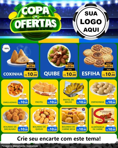 Modelo de Rede Social para Feed Instagram com o tema Copa de Ofertas para Salgadaria