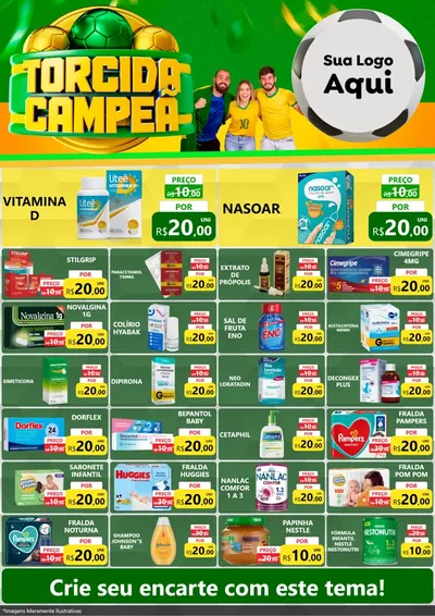 Modelo de Encarte para Encarte A4 Vertical com o tema Torcida Campeã - Copa para Farmácia