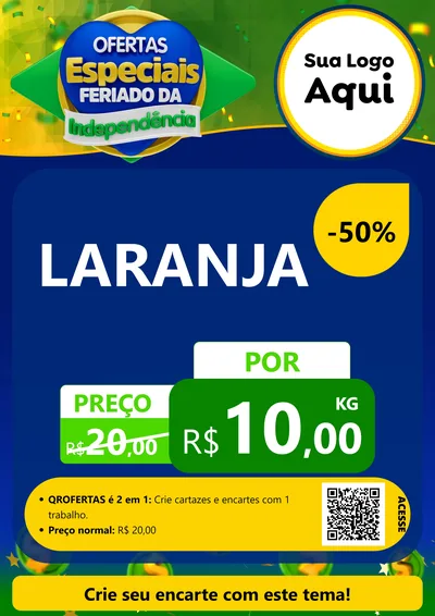 Modelo de Cartaz para Cartaz A4 Vertical com o tema Ofertas Especiais Feriado da Independência para Hortifrúti