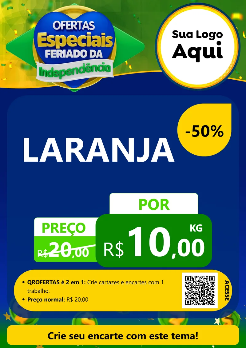 Modelo de Cartaz para Cartaz A4 Vertical com o tema Ofertas Especiais Feriado da Independência para Hortifrúti