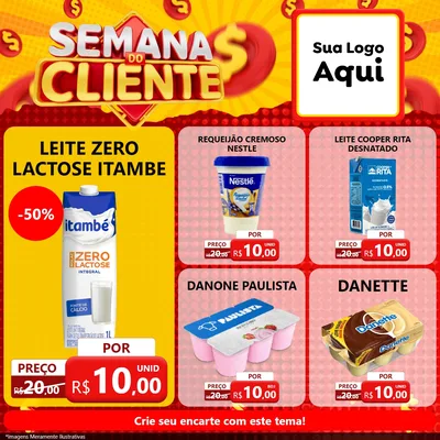 Modelo de Rede Social para Feed Facebook com o tema Semana do Cliente para Frios e Laticínios