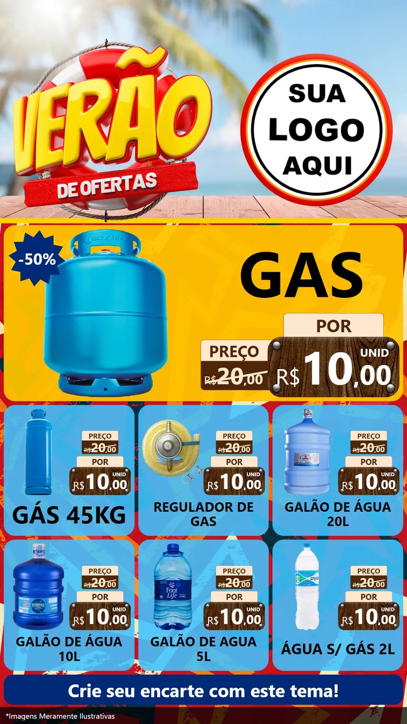 Modelo de Rede Social para Stories com o tema Verão de Ofertas para Água e gás