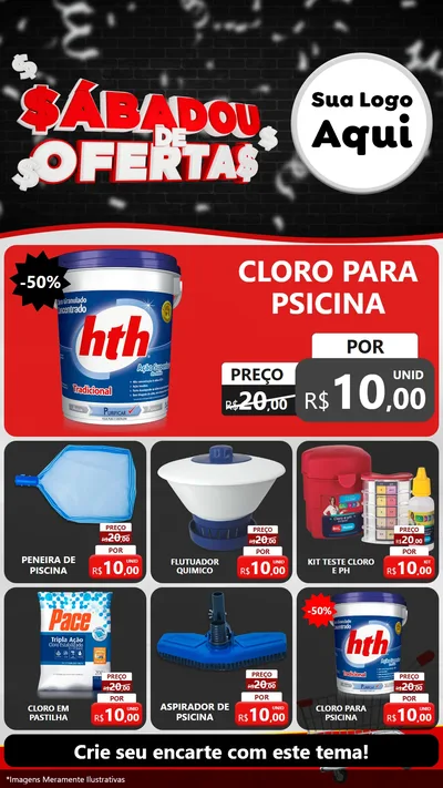 Modelo de Rede Social para Stories com o tema Sabadou de Ofertas para Produtos para Piscina
