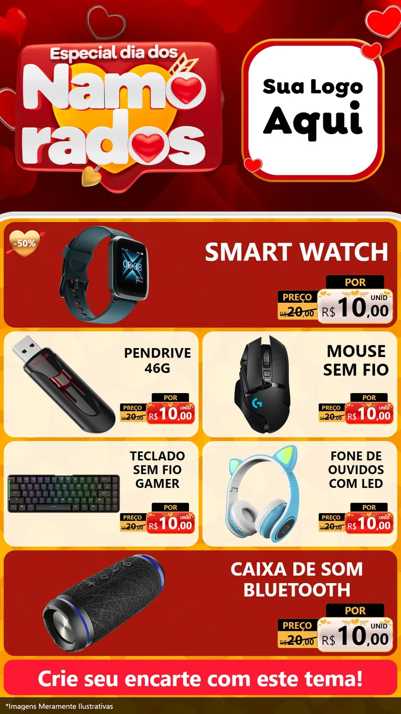 Modelo de TV para TV Vertical com o tema Especial Dia dos Namorados para Informática