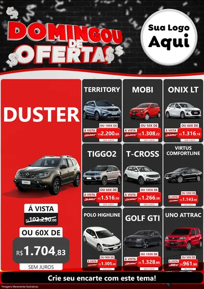 Modelo de Encarte para Encarte A4 Vertical com o tema Domingou de Ofertas para Concessionaria de Carros