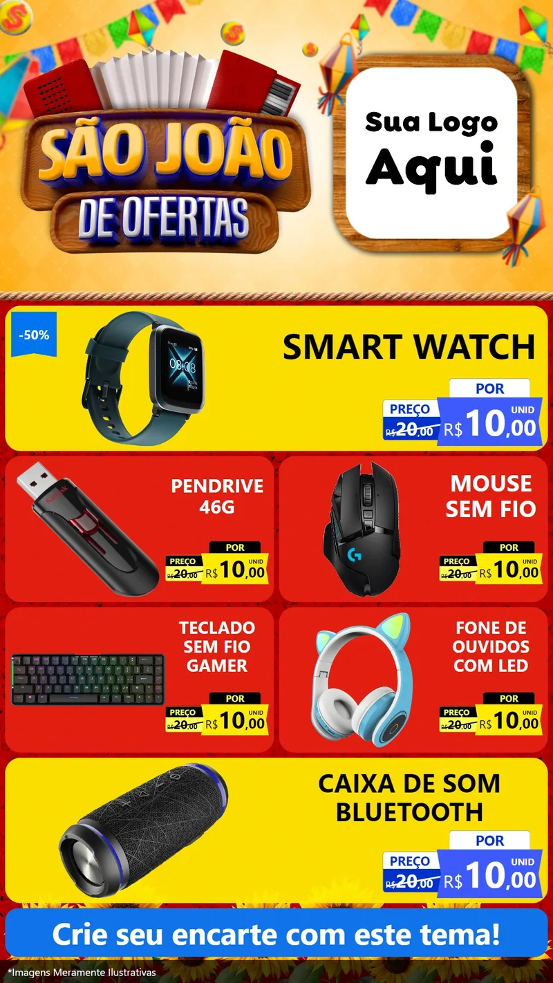 Modelo de TV para TV Vertical com o tema São João de Ofertas para Informática