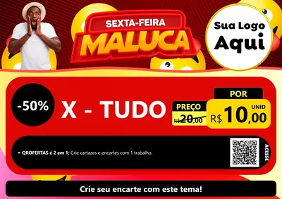 Modelo de Cartaz para Cartaz A4 Horizontal com o tema Sexta-feira Maluca para Hamburgueria