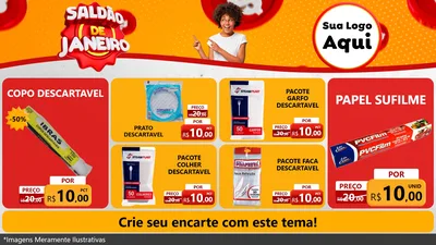 Modelo de TV para TV Horizontal com o tema Saldão de Janeiro para Embalagens