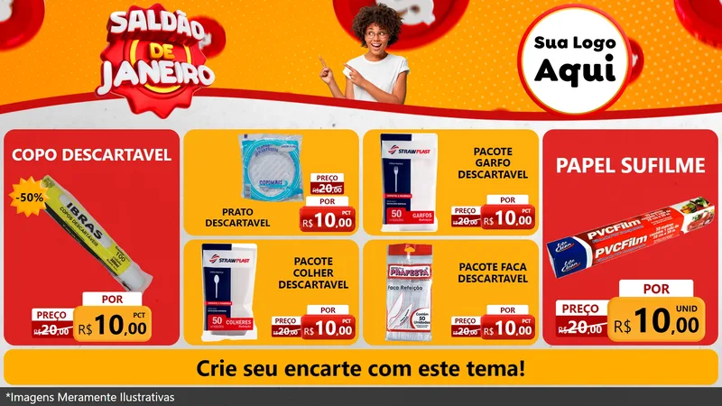 Modelo de TV para TV Horizontal com o tema Saldão de Janeiro para Embalagens