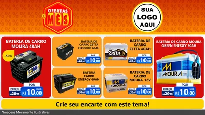 Modelo de TV para TV Horizontal com o tema Ofertas do Mês para Baterias Elétricas