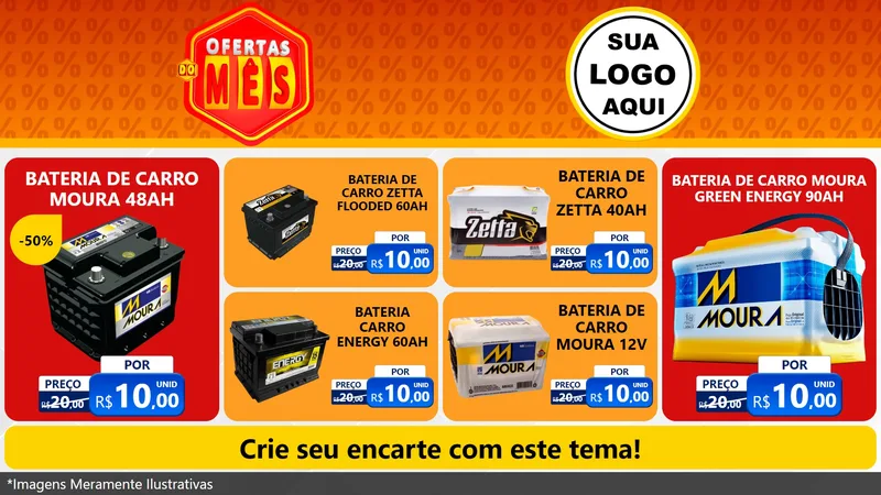 Modelo de TV para TV Horizontal com o tema Ofertas do Mês para Baterias Elétricas