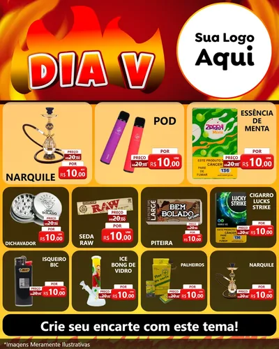 Modelo de Rede Social para Feed Instagram com o tema Dia V para Tabacaria