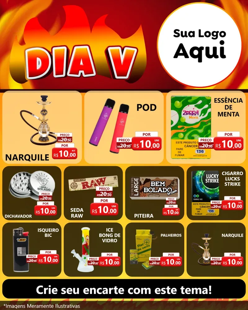 Modelo de Rede Social para Feed Instagram com o tema Dia V para Tabacaria