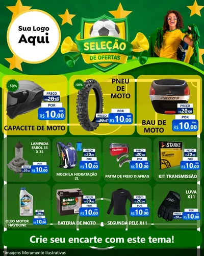 Modelo de Rede Social para Feed Instagram com o tema Seleção de Ofertas - Copa para Moto peças
