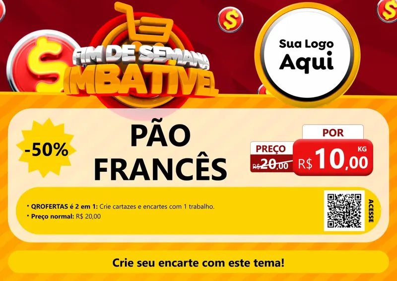 Modelo de Cartaz para Cartaz A4 Horizontal com o tema Fim de Semana Imbatível para Padaria
