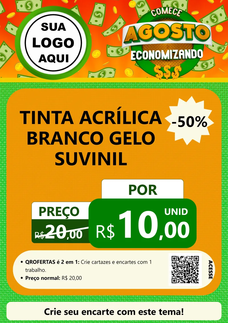 Modelo de Cartaz para Cartaz A4 Vertical com o tema Comece Agosto Economizando para Tintas e Ferramentas
