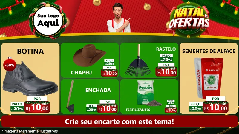Modelo de TV para TV Horizontal com o tema Natal de Ofertas para Agropecuária