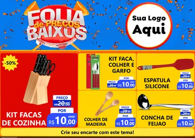 Modelo de Encarte para Encarte A4 Horizontal com o tema Folia de Preços Baixos para Utilidades Domésticas