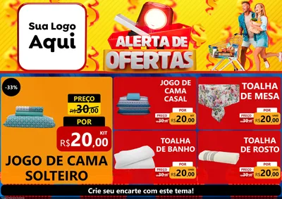 Modelo de Encarte para Encarte A4 Horizontal com o tema Alerta de Ofertas para Cama, Mesa e Banho